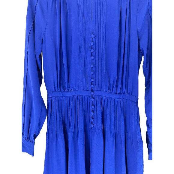 Diane Von Furstenberg Blue Silk Tawney Business Career Long Sleeve Dress Size 8 - Picture 4 of 11